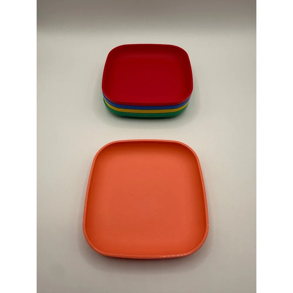 Tupperware Toys Vintage 4 inch Square Mini Plates Set of 5